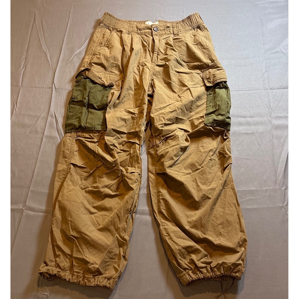 Anthropologie Cargo Pants Women Tan Olive Green PocketsCasual Streetwear Size 27